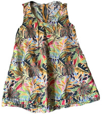 C&C California Women’s Small Dress Linen Tropical Leaf Print Boho Casual Summer