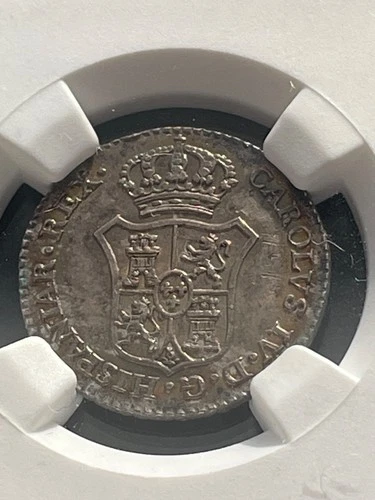 1789 SPAIN CARLOS IV SILVER PROCLAMATION MEDAL HERRERA-65 24MM NGC UNC DETAILS