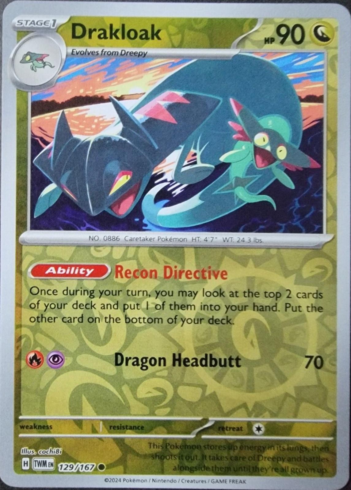 Drakloak 129/167 Sv06: Twilight Masquerade Reverse Holo NM