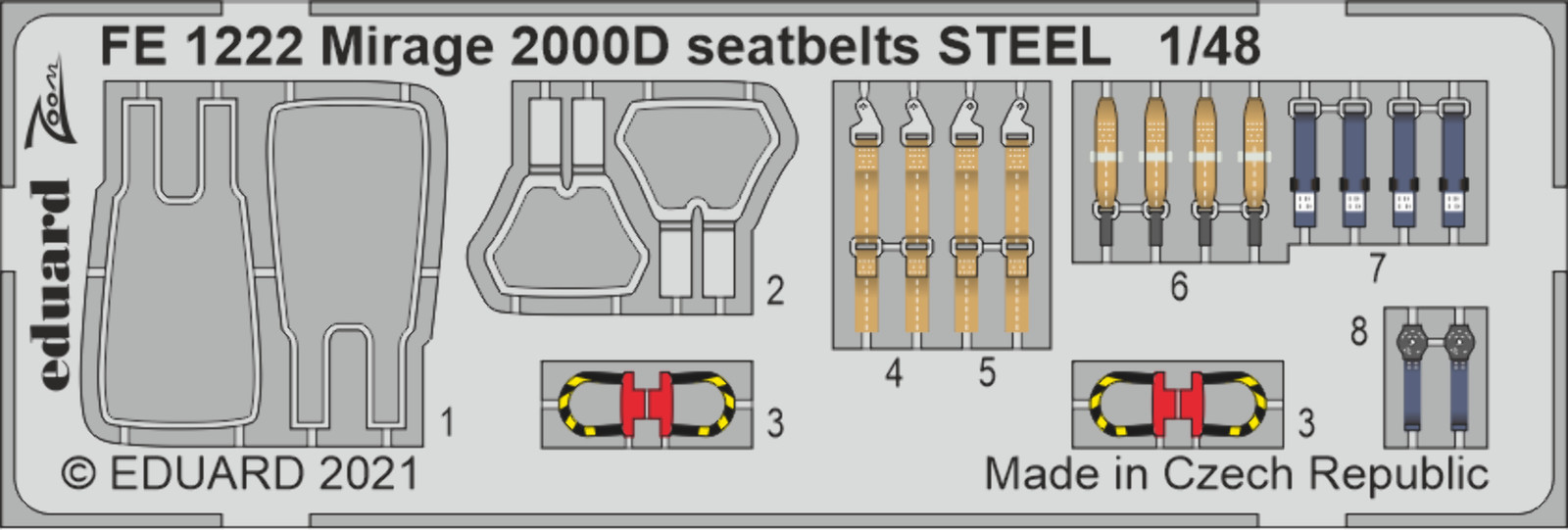 Eduard FE1222 1:48 Dassault Mirage 2000D seatbelts STEEL