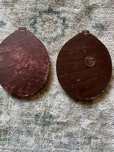 VTG SILHOUETTE VICTORIAN COUPLE PRESSED FAUX COMPOSITE WILTON WOOD PAIR - Picture 2 of 5