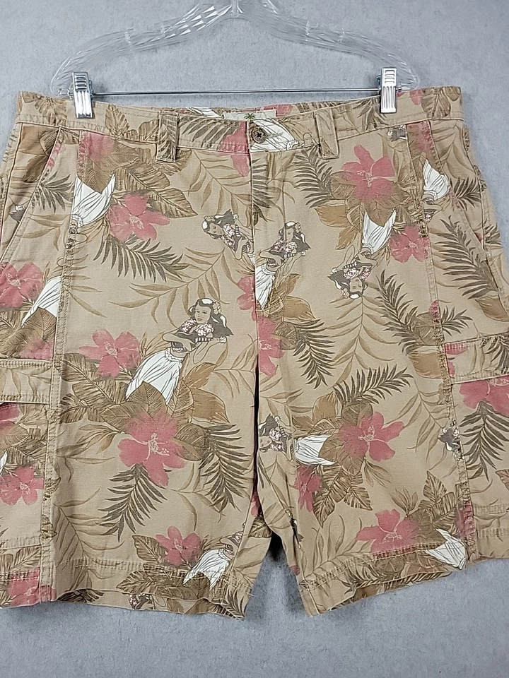 Шорты-бермуды мужские Island Shores 100% хлопок желтовато-коричневые гавайские с цветочным рисунком карго 42 - Изображение 2 из 4