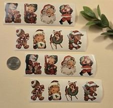16 Vintage Style Christmas Stickers/Retro Style Christmas Stickers Labels Seals