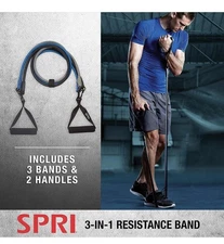  SPRI 3-in-1 Resistance Tube Kit, Includes 3 Levels of Resistance, Exercise Band