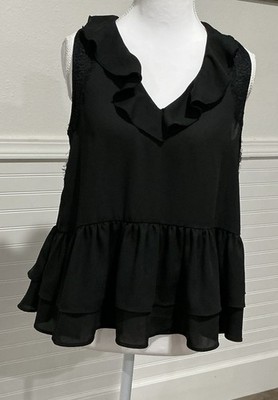   ZARA Ruffle Peplum Sleeveless Top   Size S   Victorian Gothic Romance