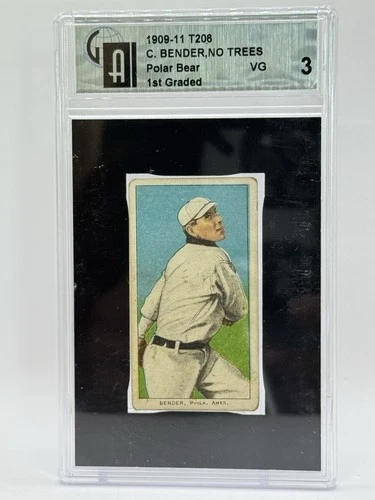 ⚾️ 1909-11 T206 Polar Bear - Chief Bender (HOF) Pitching, No Trees  VG 3