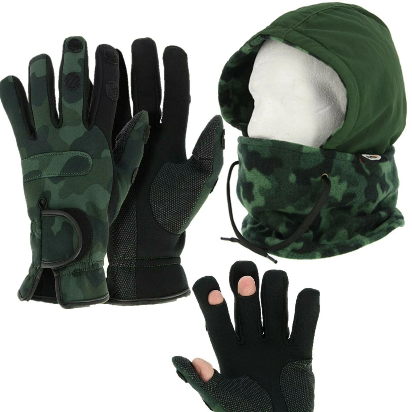 NGT Neoprene Fishing Camo Gloves M L XL+ Green Shooting Hunting Snood Face Guard
Opens in a new wind