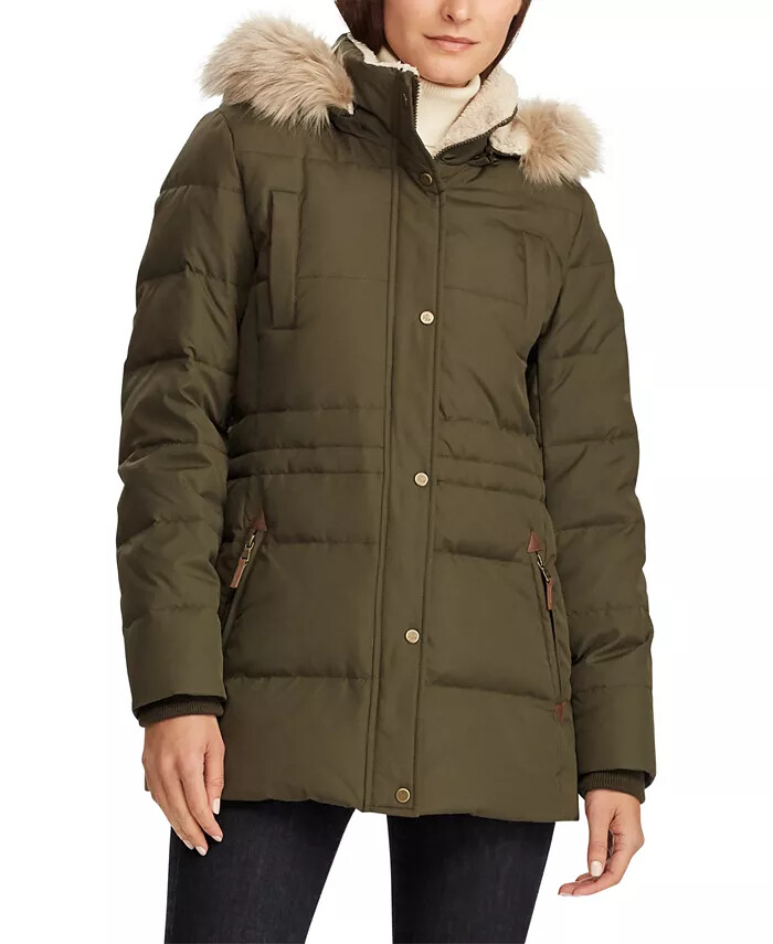 New Ralph Lauren Faux-Fur-Trim Hooded 