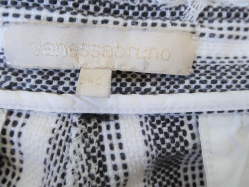 VANESSA BRUNO pantalon ample pinces coton blanc rayé T 40 ceinture cordelette - Imagen 4 de 11