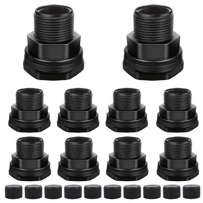 10 Pack PVC 3/4 Inch Bulkhead Fitting With Plug, 1/2'' Female NPT X 3/4'' Male GHT