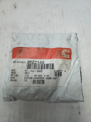 New Open Box Cummins 4 Hexagon Head Cap Screws 3022148 9.8 Fast/Free Shipping