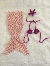 Hand Crochet Baby Mermaid Outfit, Mermaid Tail, Baby Mermaid Costume Newborn