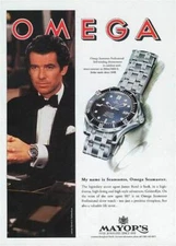 Vintage Omega James Bond Luxury Watch Ad Print Advertising Reproduction 12x17