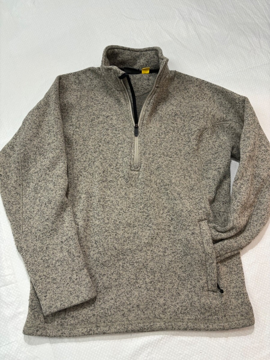 Cabelas Heavy Sweatshirt Size M Tan 1/4 Zip Pockets Raglan Sleeve
