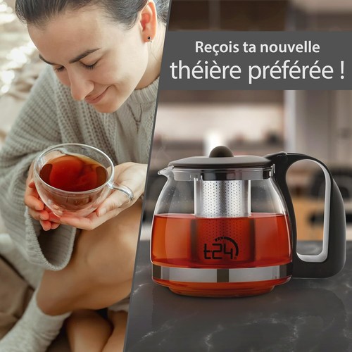 Glas Teekanne 1250 ml mit Edelstahl-Teesieb – Hitzebeständig, Abnehmbares Sieb - Bild 2 von 7
