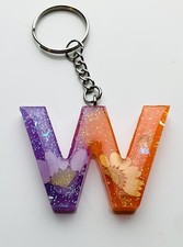 Sparkling Purple/Orange Letter Keychain
