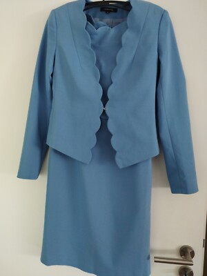 Comma elegantes Kleid mit passendem Blazer, blau Gr. 34, top