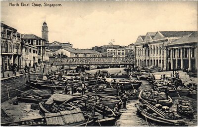 PC SINGAPORE, NORTH BOAT QUAY, VINTAGE POSTCARD (b1036)