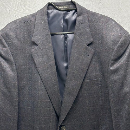 Chaps 2 Button Black Plaid 100% LambsWool Blazer Sport Coat Size 44 S Men's - Picture 3 of 6