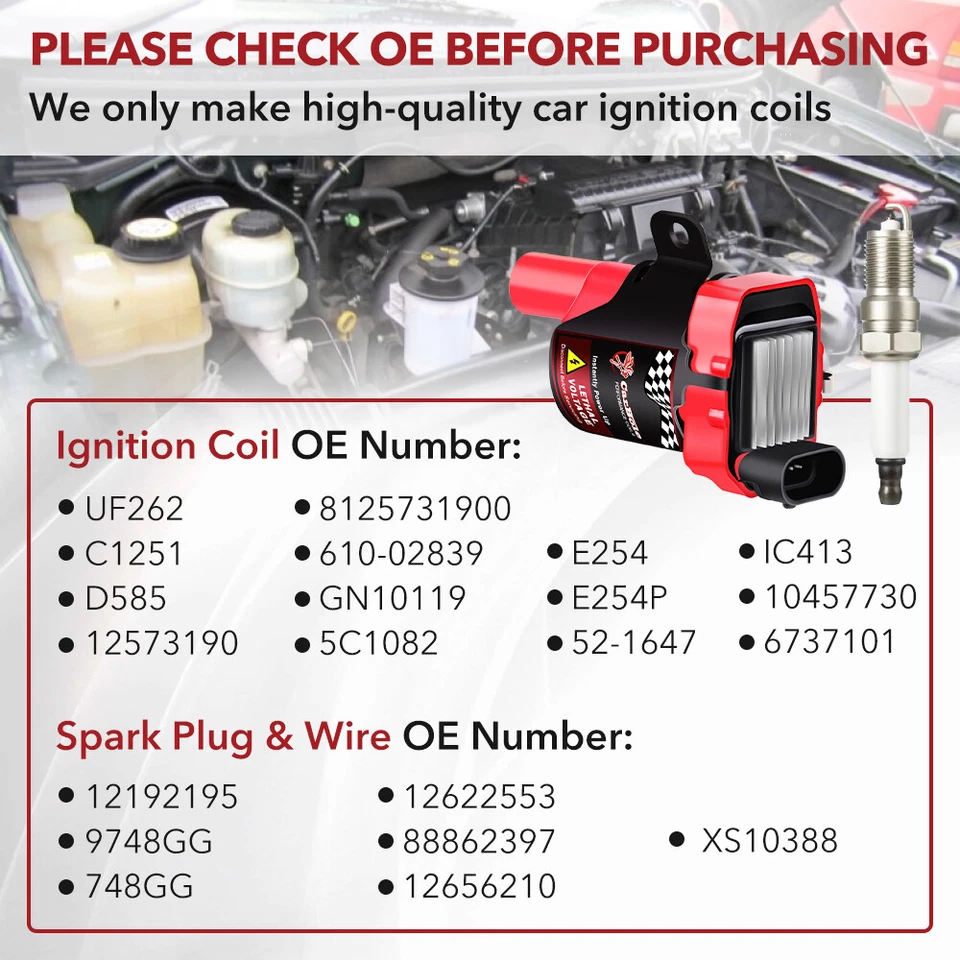 Paquete de 8 bobinas de encendido + juego de bujías y cables UF262 para Chevy Silverado 1500 2500 GMC Foto 4 de 4