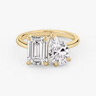 Wedding Diamond Toi Et Moi Ring 14K Yellow Gold Lab Created Pear 3.50 Carat IGI — photo 2