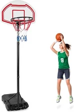 Goplus Portable Basketball Hoop, 6.4-8.7 FT Height Black, Red, White 