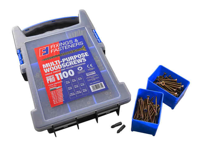 ForgeFix 1100 Piece Multi Purpose Zinc Passivated Woodscrew Assortment Organiser
