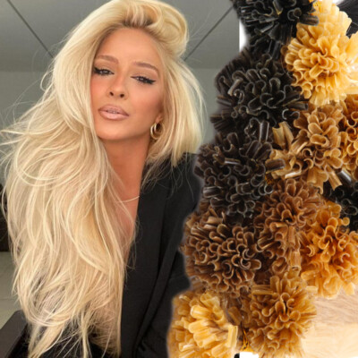 Hair Extensions Pre Bonded U Tip Nail Hair Keratin 100% Real Remi Human Hair USA