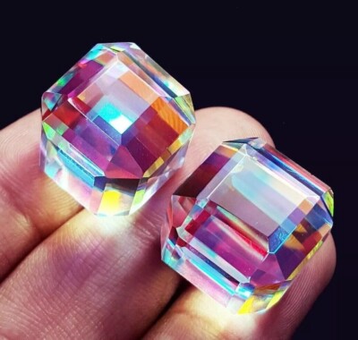 Mystic Topaz Pair Natural Cube Cut 189+Ct Rainbow Color Loose Certified Gemstone