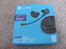 New JLab Work Buds True Wireless Earbuds with Boom MIC – Black (EBWRKBDSRBLK82)