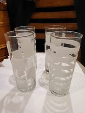 Set of 4 Libbey Large EtchedTea Glasses