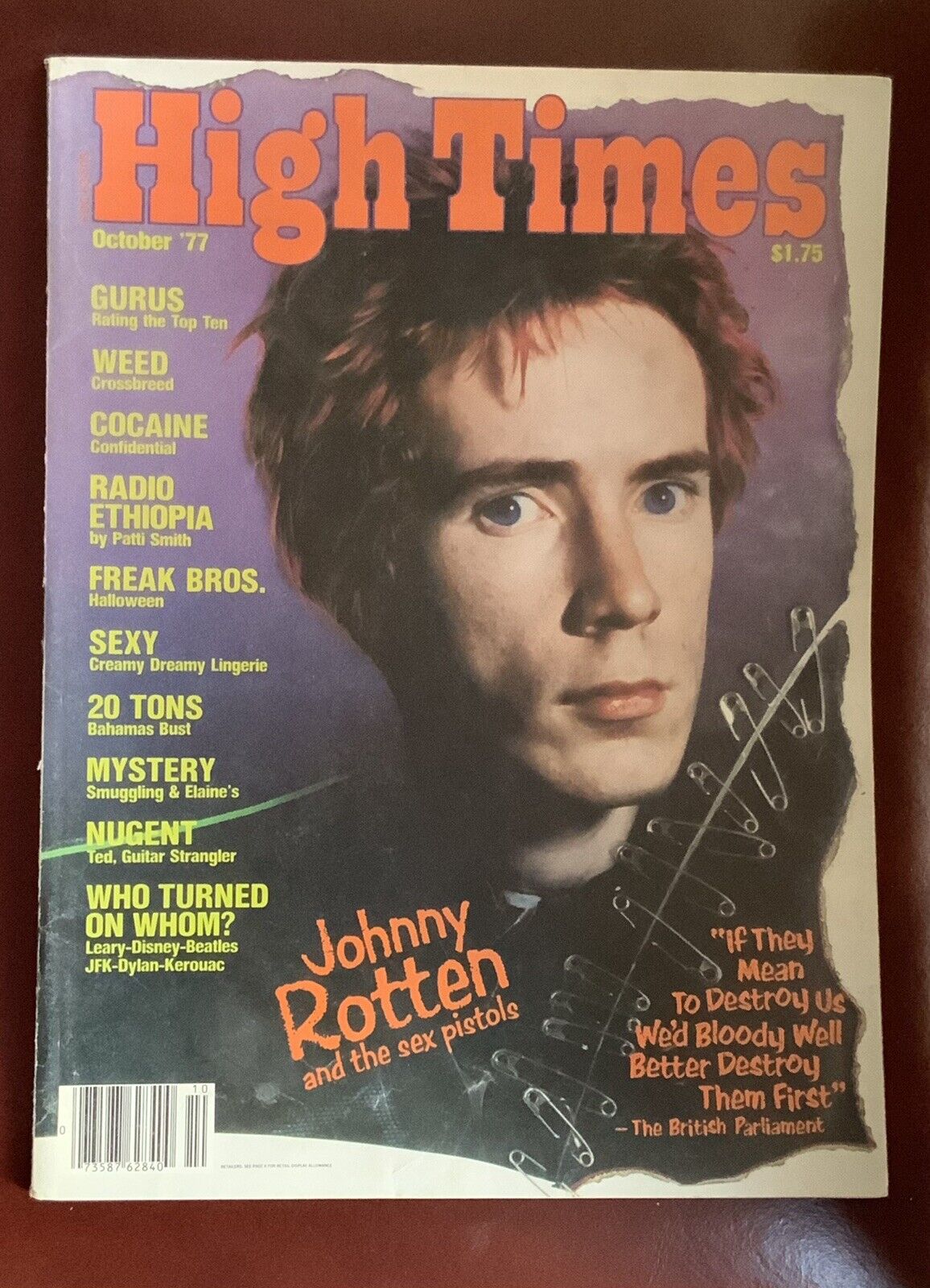 High Times Magazine October 1977 Sex Pistols Cover