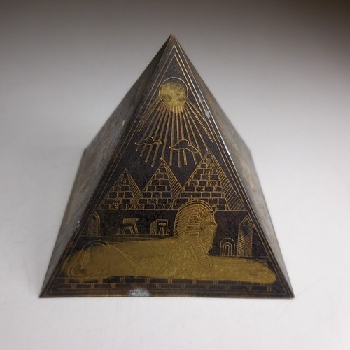Pyramide égyptienne hiéroglyphes presse-papier ethnique gravure or fin N8453 - Imagen 2 de 12