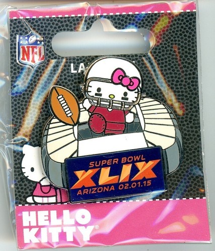 Hello Kitty Pin Choice Super Bowl XLIX Sanrio 2015 Patriots Seahawks 49 NiP NFL - Picture 2 of 5