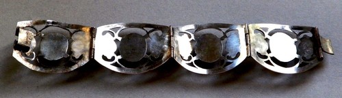 VINTAGE LARGE FAUX OPAL STERLING BRACELET, MEXICO - Picture 4 of 6
