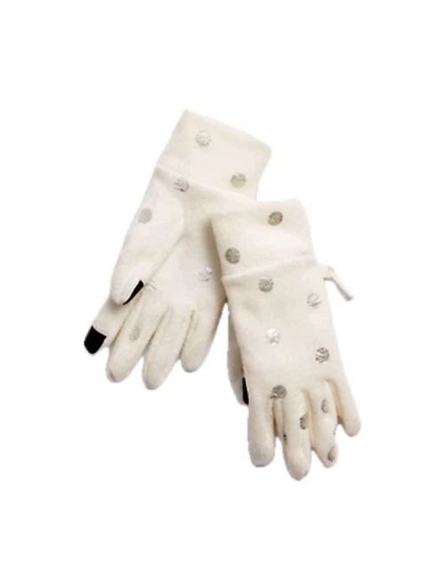 Gap Kids White Polka Dot Hearts Touch Smartphone Gloves Size M 8 NEW NWT