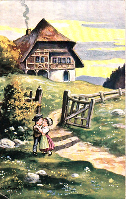 Postcard 1917 Ad. Hoffmann: ''The First Kiss'' - Publisher: W + S + S + B 5354