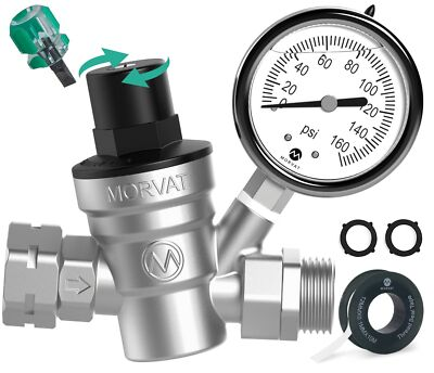 #ad #ad Morvat Lead Free Nickel Plated Brass amp; Oil Gauge RV Water Pressure Regulator $25.00