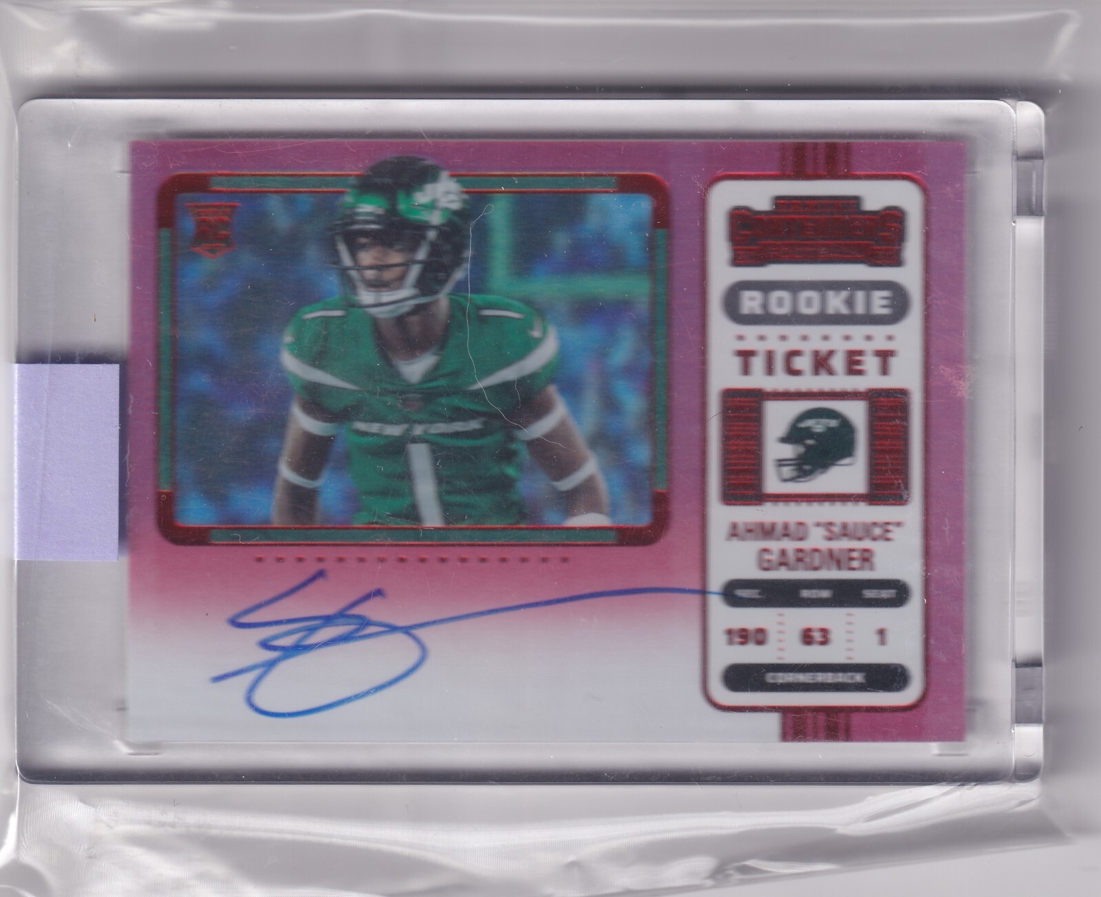 Sauce Gardner 2022 Panini Contenders Red Zone Variation Rookie Ticket Rc Auto