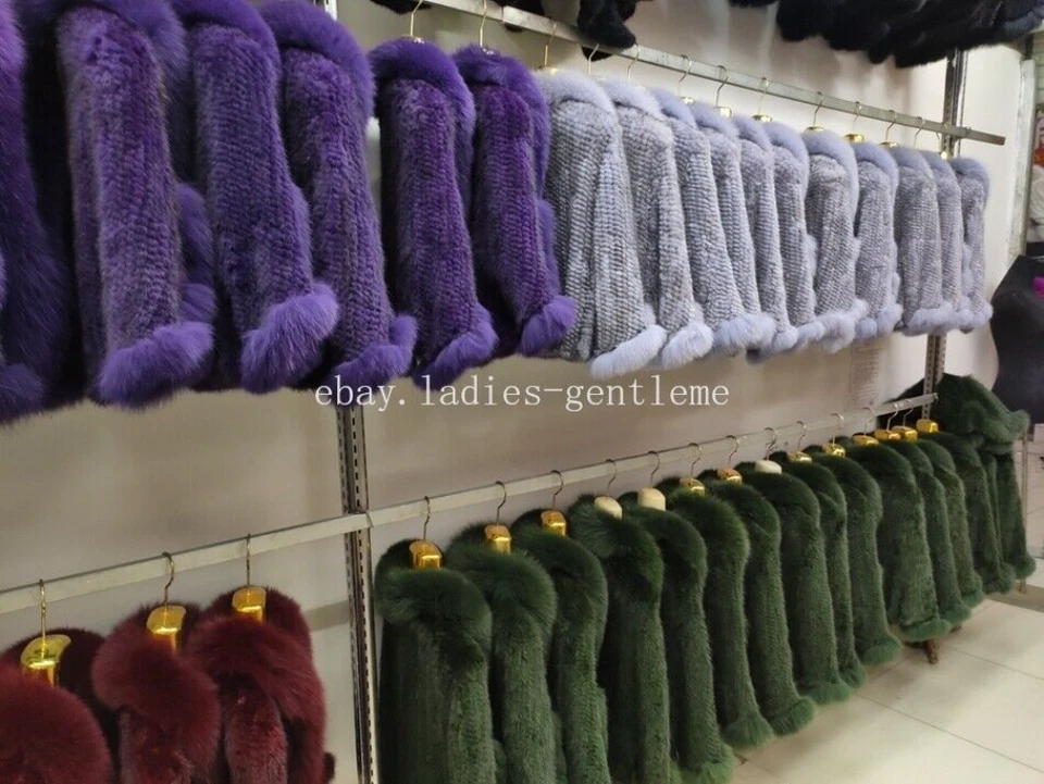 100% Real Genuine Hand Knitted Mink Fur Fox Collar Cape Stole Shawl Scarf Coat - Изображение 2 из 4