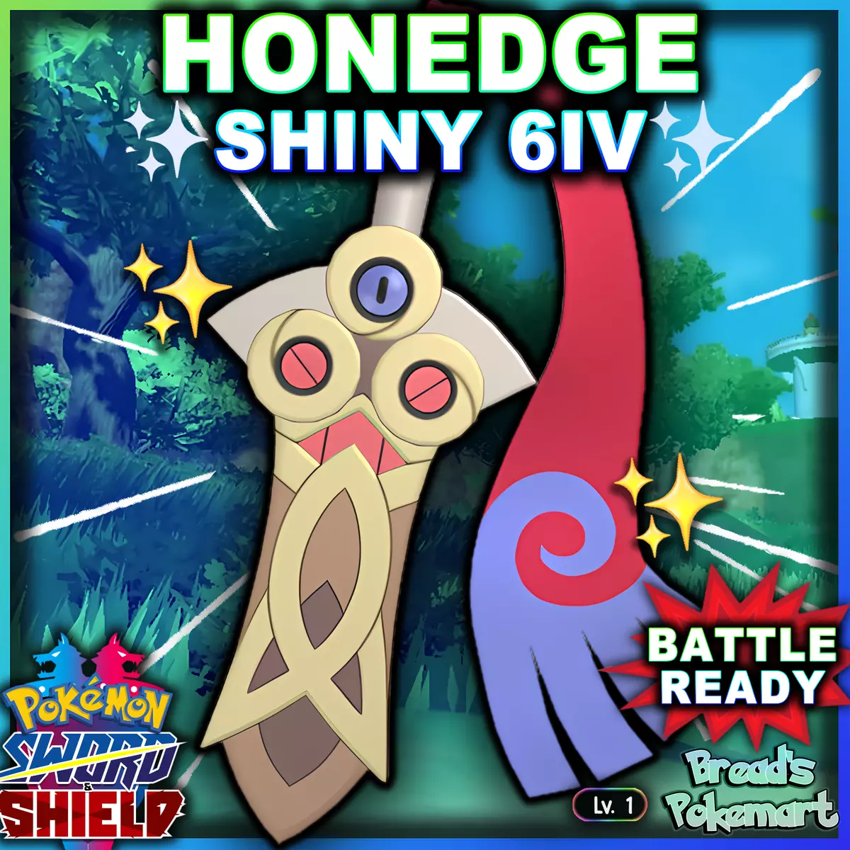 HONEDGE ✨ Ultra SHINY 6IV ✨ Pokemon SWORD and SHIELD Max lv1 +