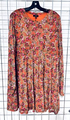 AFRM Mini Dress 1X  Floral Modesto Wildflower Long Sleeve Boho Cottage Peasant