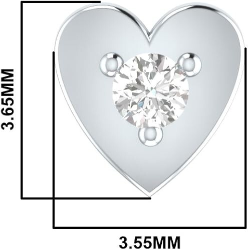 0.02CT Real Diamond G-H/SI Ear/Lip/Heart Stud Nose Pin For Women's 14KWhite Gold - Picture 3 of 3