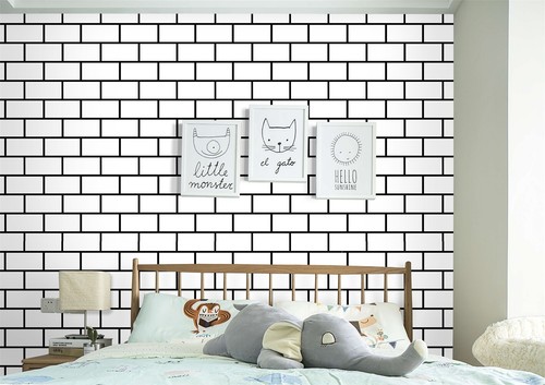 White Brick Wallpaper White Trellis Wallpaper Peel and Stick Self Adhesive - Picture 5 of 8