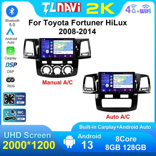 For Toyota Fortuner Hilux 2008-2014 Carplay Car Radio Player GPS Android Auto - Afbeelding 1 van 40