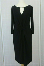 Vince Camuto Black Bodycon Dress Size 8 Keyhole Ruched Knot Detail Stretch