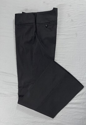 Express Editor Flare Leg Lightweight Washable Dress Pants. Gray Pinstripe, 8.