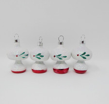 Lot of 4 Vintage Mini Mercury Glass Finial Christmas Ornaments 1-1/2"