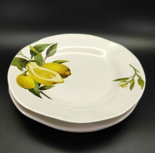 2 x Ceramica Cuore Salad Plates Lemons 9 in. Made in Italy - Picture 4 of 12