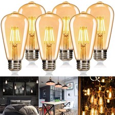 6x ST64 4W Vintage Filament LED Edison E27 Light Bulb Decorative Lightbulb Lamp